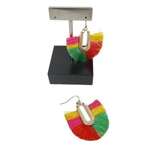 Nordstrom Chic Silk Fan Statement Earrings Gold